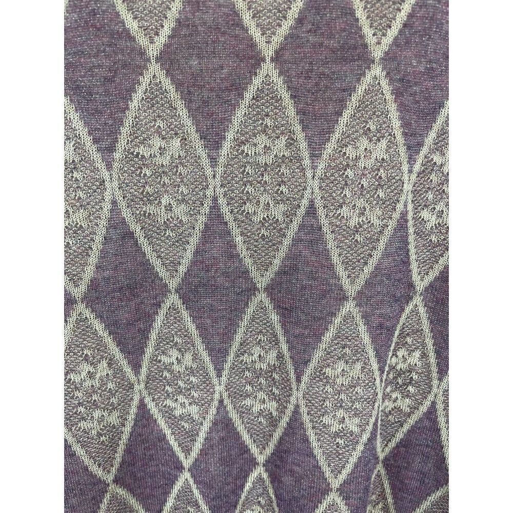 ANTONIO MELANI violet beige knit collarless top pullover long sleeve sweater L - Picture 3 of 8